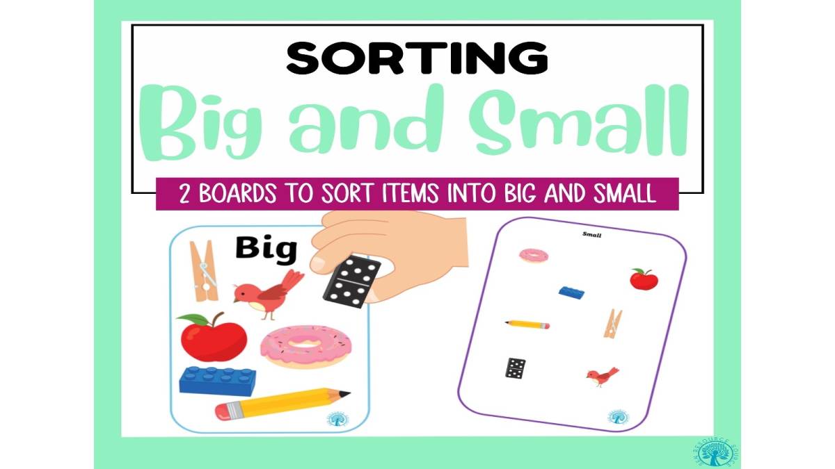 An educational teaching resource from SEN Resource Source entitled Big and Small Sorting downloadable at Teach Simple.
