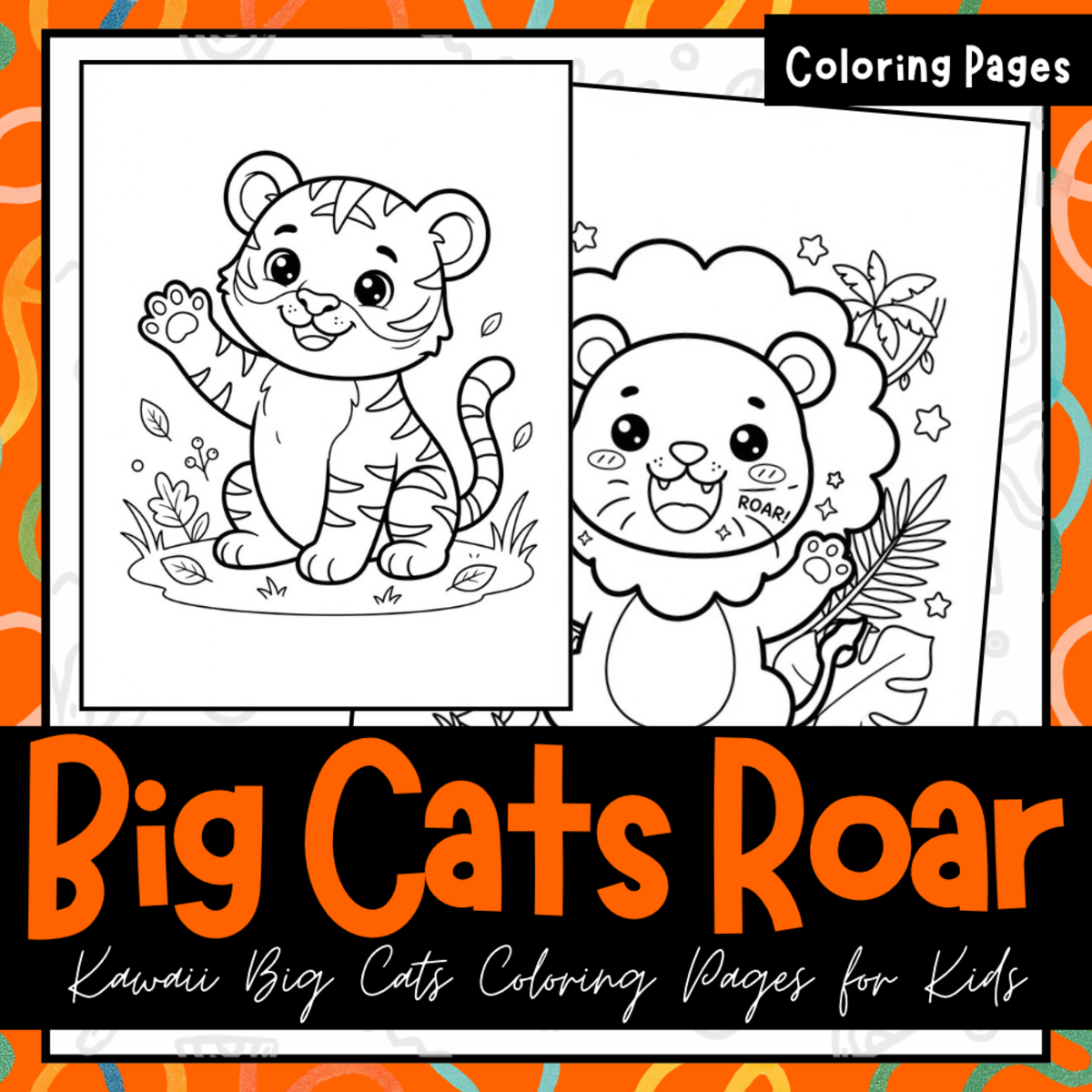 Big Cats Roar! – Adorable Kawaii Big Cat Coloring Pages for Kids preview