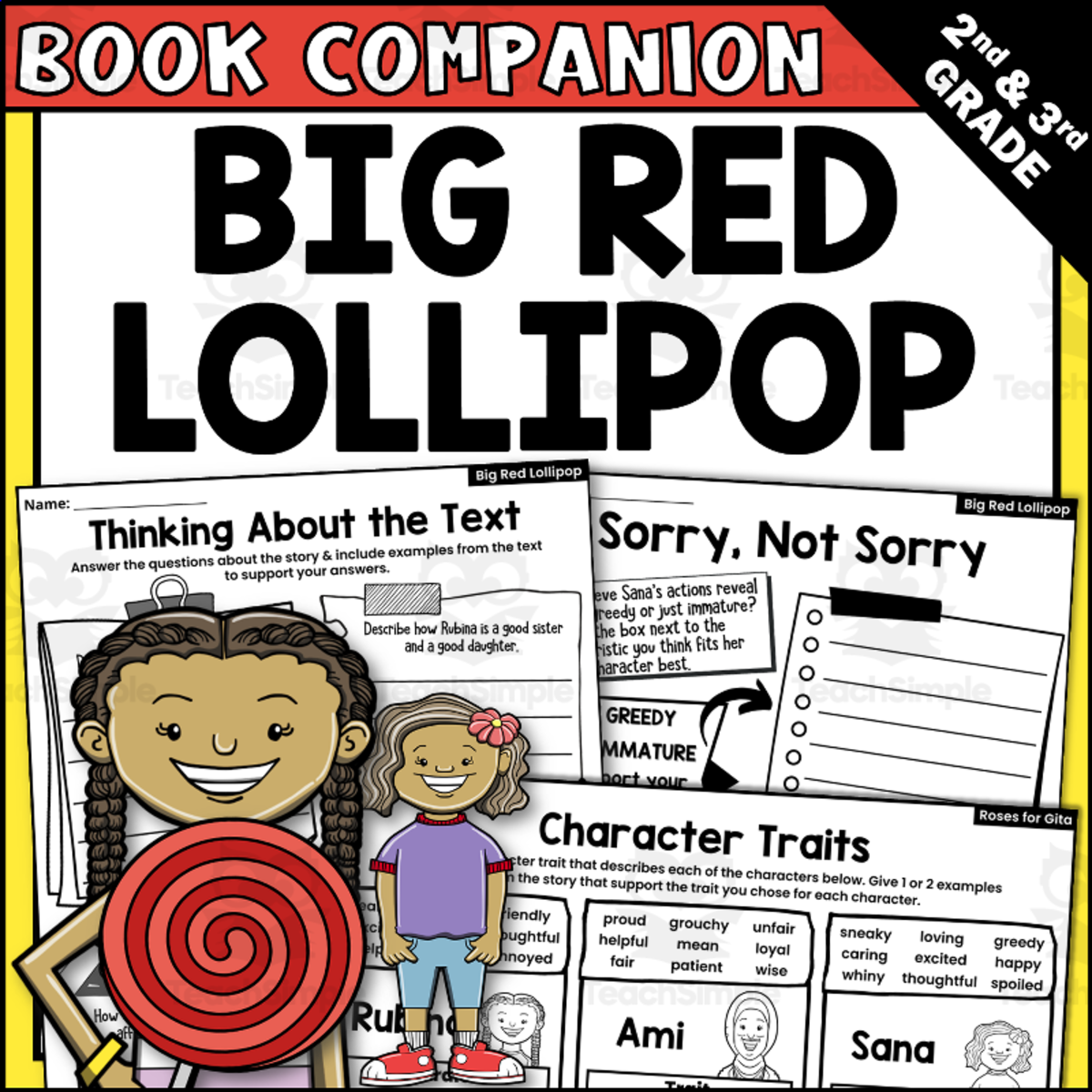 An educational teaching resource from Creatively Gifted entitled Big Red Lollipop Read Aloud Book Companion Activities for IRA downloadable at Teach Simple.