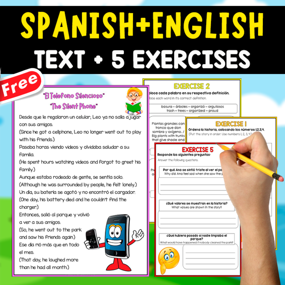 An educational teaching resource from EDITORIAL LAURA EDUCA entitled BILINGUAL COMPREHENSION TEXT | The Silent Phone downloadable at Teach Simple.