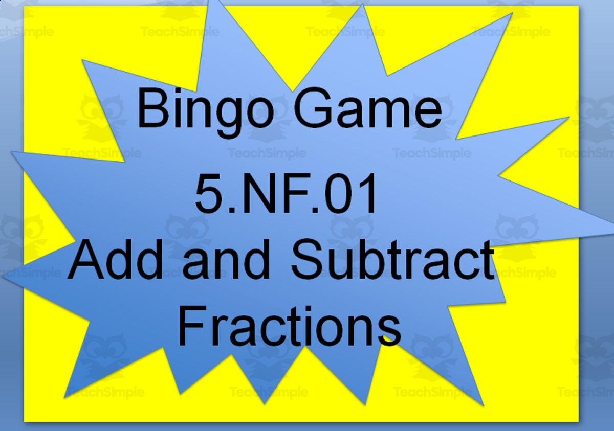 An educational teaching resource from Math Resources With Rigor entitled Bingo Game - Add and Subtact Fractions Including Mixed Numbers downloadable at Teach Simple.