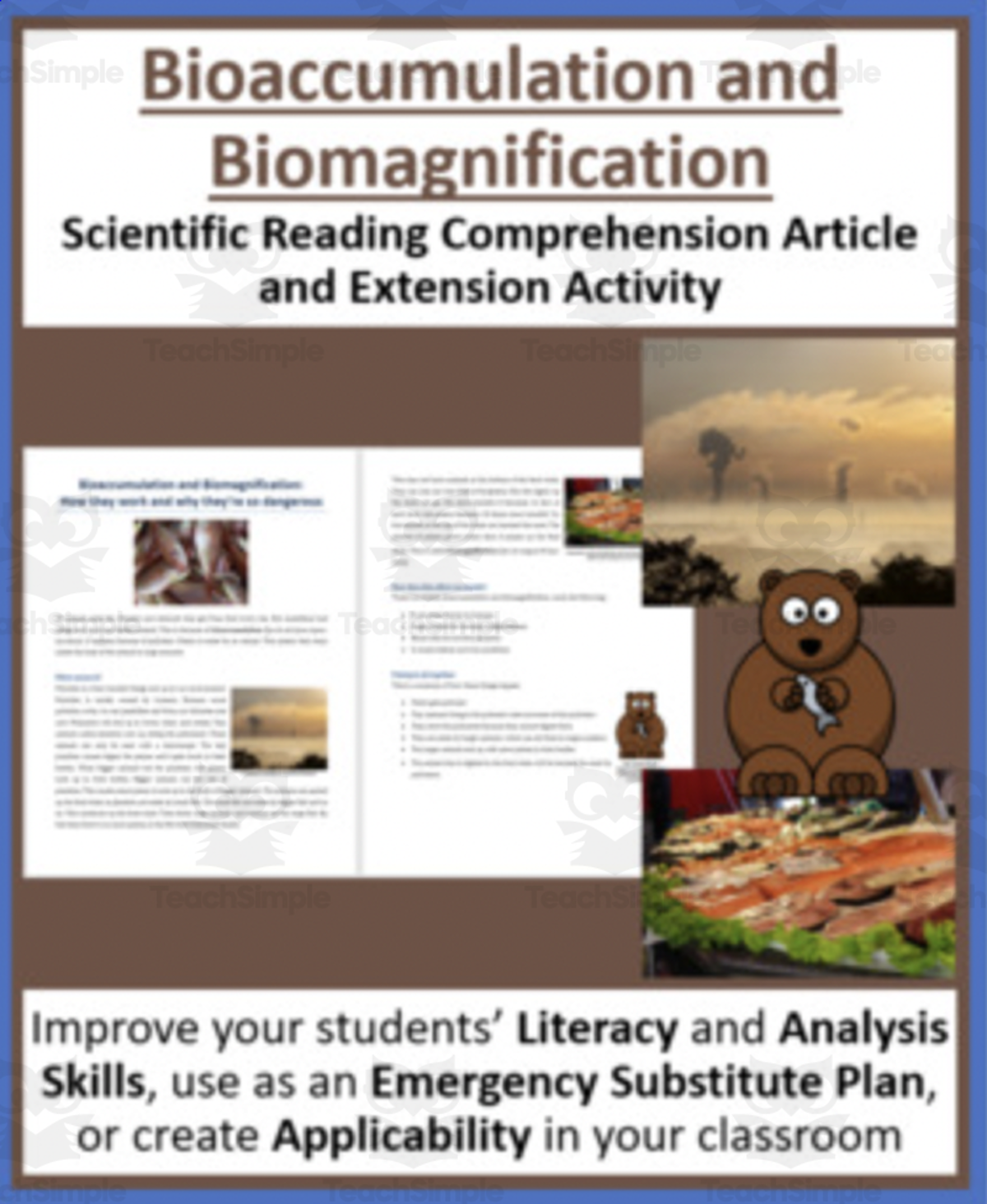An educational teaching resource from Teach With Fergy entitled Bioaccumulation and Biomagnification - Science Reading Article - Grades 5-7 downloadable at Teach Simple.