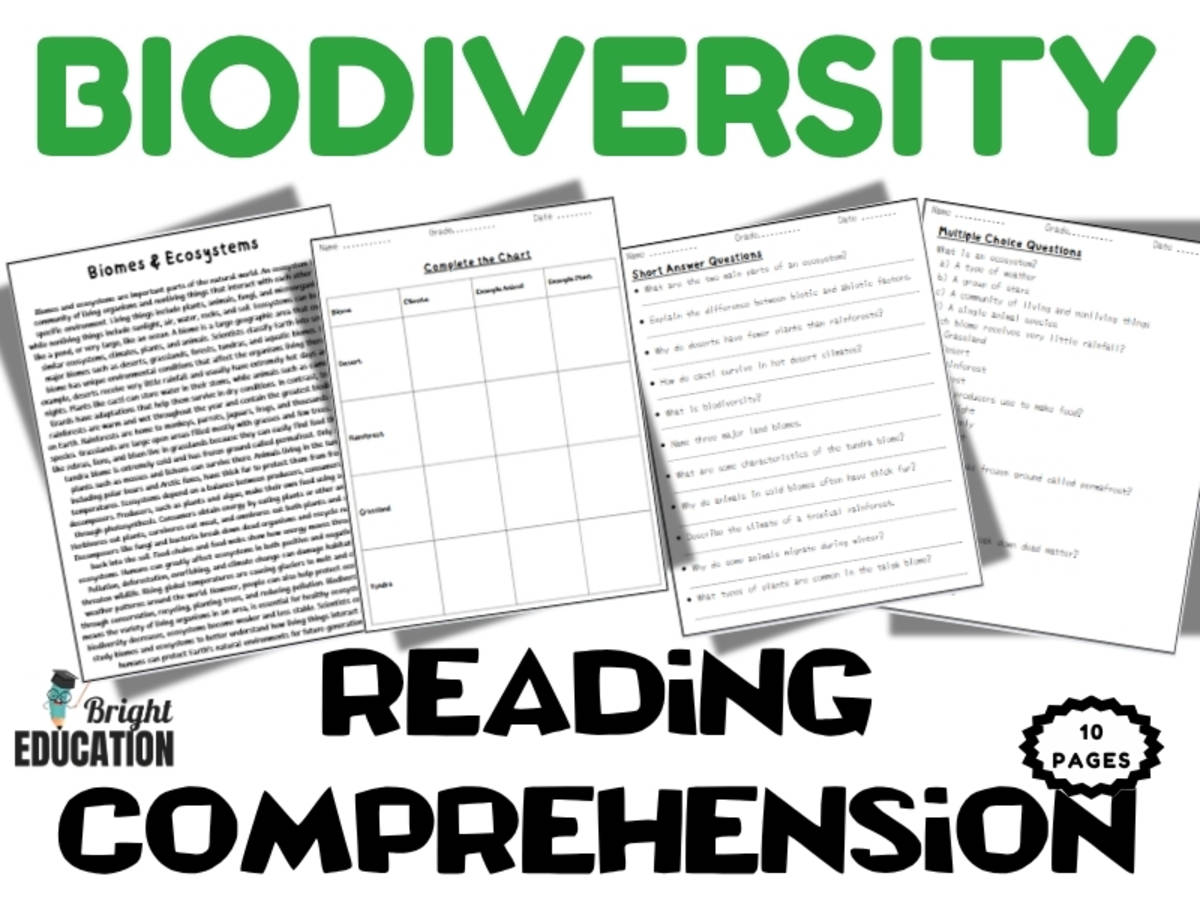 An educational teaching resource from Bright Education entitled Biodiversity Reading Comprehension Activity downloadable at Teach Simple.