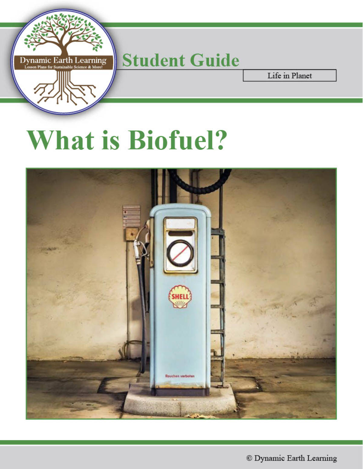 An educational teaching resource from Dynamic Earth Learning entitled Biofuel, Fossil Fuel Alternative: Environment Lesson Plan, Worksheet, Google App downloadable at Teach Simple.