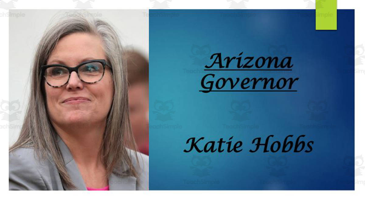 An educational teaching resource from Mr. Matthews Teacher Store entitled Biography: Katie Hobbs PPT Arizona Governor downloadable at Teach Simple.