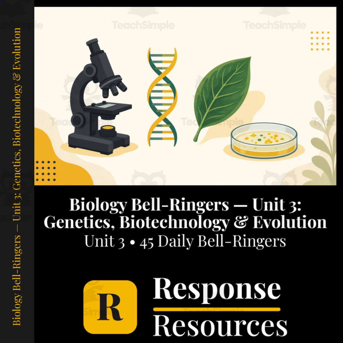 An educational teaching resource from Response Resources entitled Biology Bell Ringers Unit 3 - 45 Daily Warm-Ups (Grades 9-12) downloadable at Teach Simple.