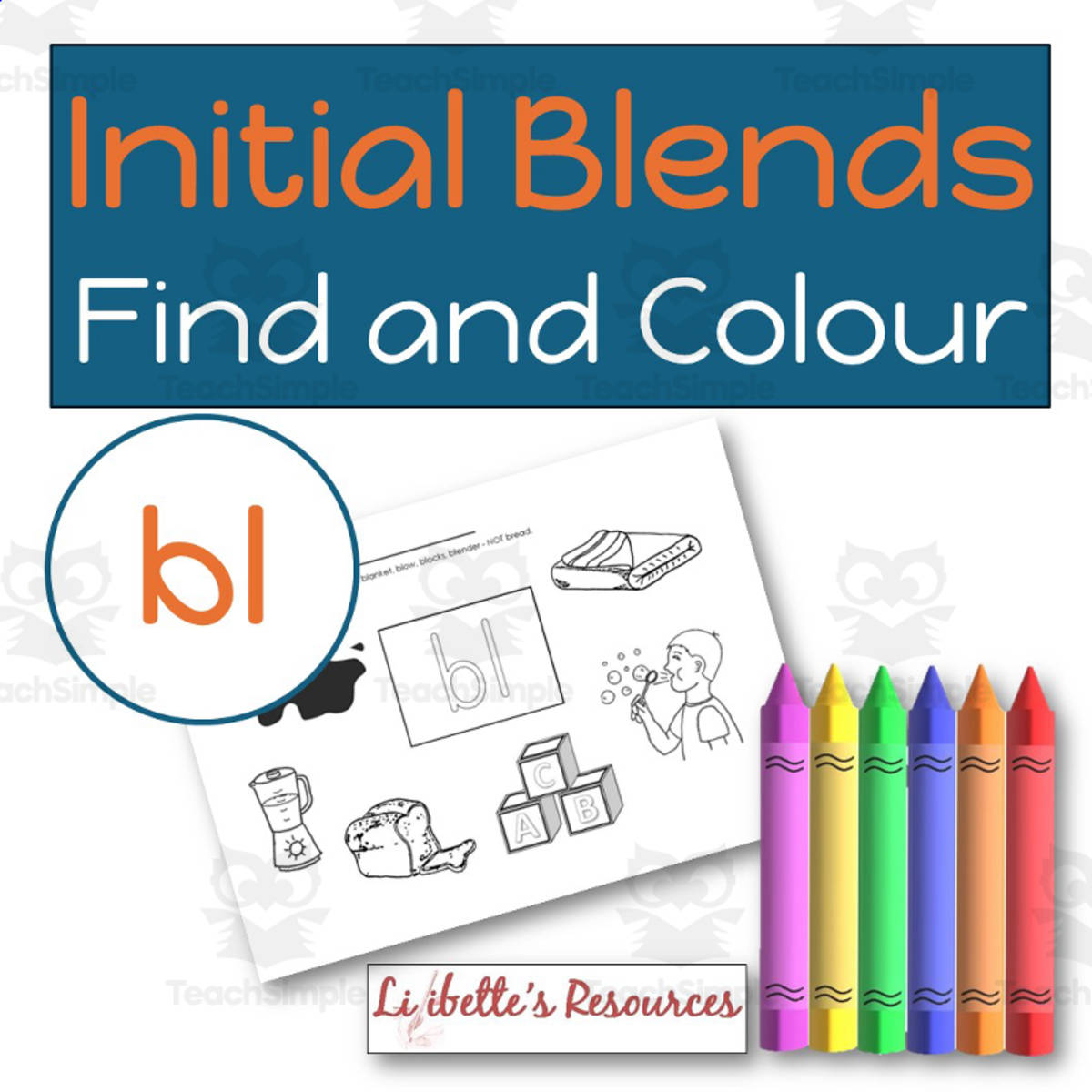 An educational teaching resource from Lilibette's Resources entitled BL Beginning Blends Worksheets downloadable at Teach Simple.