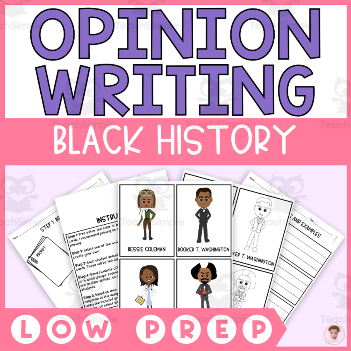 An educational teaching resource from Heather Huhman entitled Black History Month Opinion Writing Step-by-Step (Would You Rather) downloadable at Teach Simple.