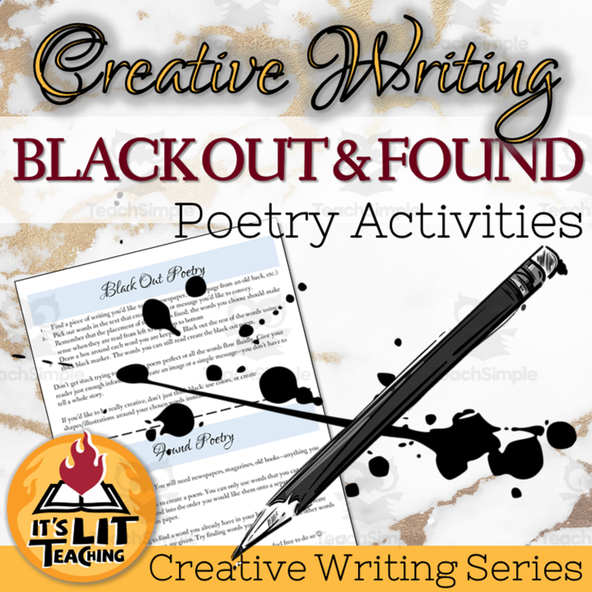 An educational teaching resource from It's Lit Teaching entitled Black Out and Found Poetry Activity for High School Creative Writing downloadable at Teach Simple.