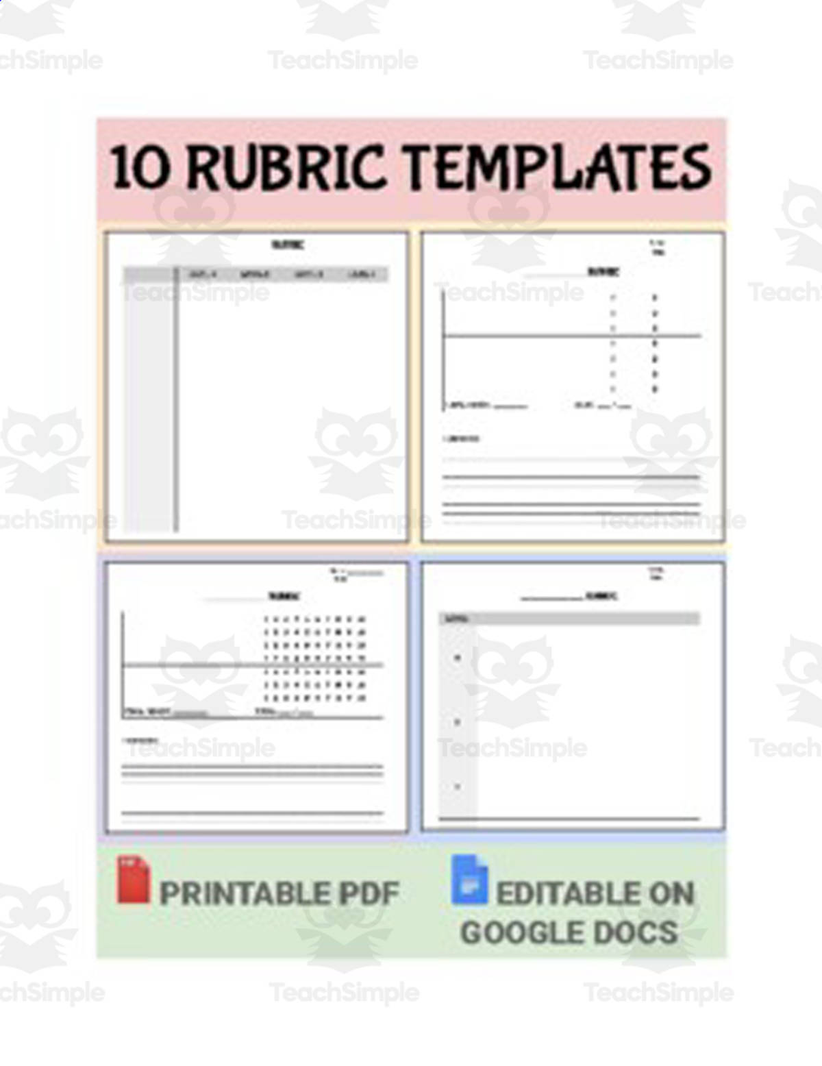 An educational teaching resource from Roombop entitled Blank Rubric Template – Editable in Google Docs downloadable at Teach Simple.