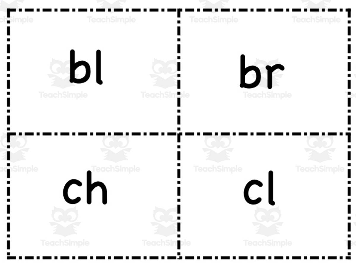 An educational teaching resource from First in Line entitled Blends Flash Cards downloadable at Teach Simple.