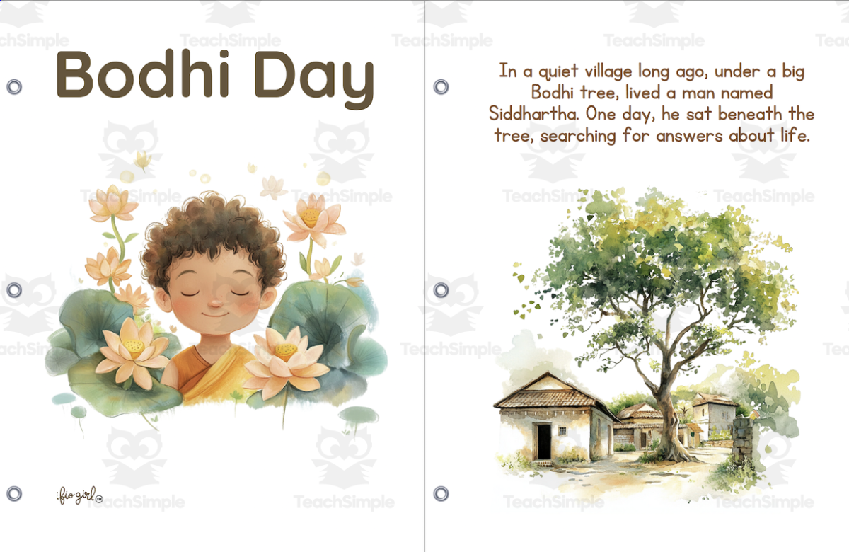 An educational teaching resource from IFIO girl - I'll Figure It Out entitled Bodhi Day - early childhood book downloadable at Teach Simple.