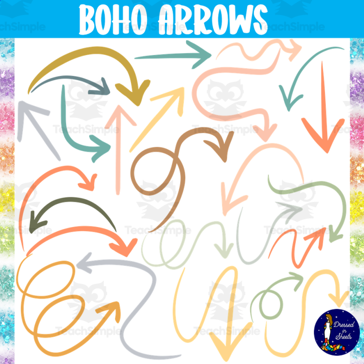 An educational teaching resource from Soumara Siddiqui entitled Boho Arrows downloadable at Teach Simple.
