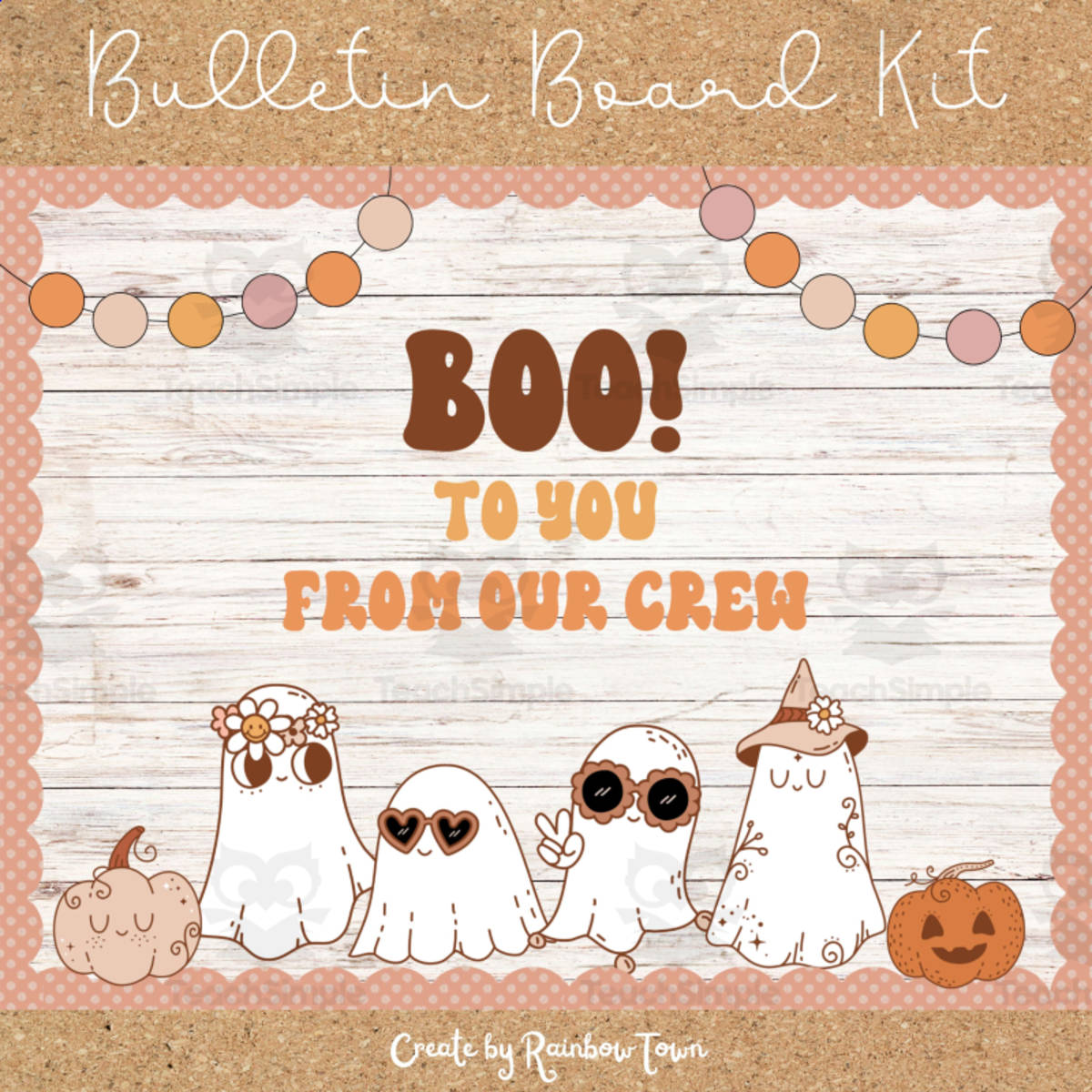 An educational teaching resource from RainbowTown entitled BOHO Halloween Bulletin Board Door Decor downloadable at Teach Simple.