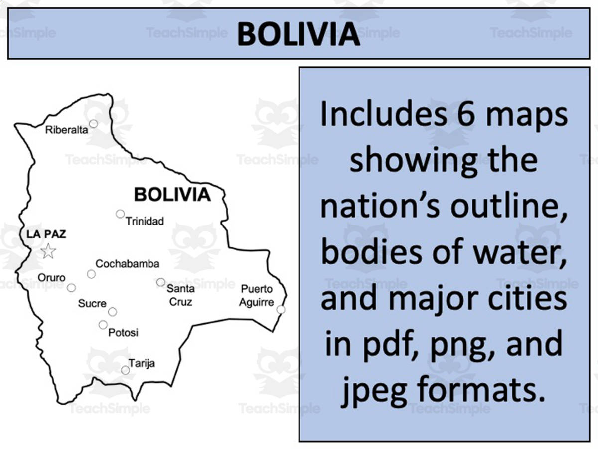 An educational teaching resource from Mr Gray History entitled Bolivia Map Resources downloadable at Teach Simple.