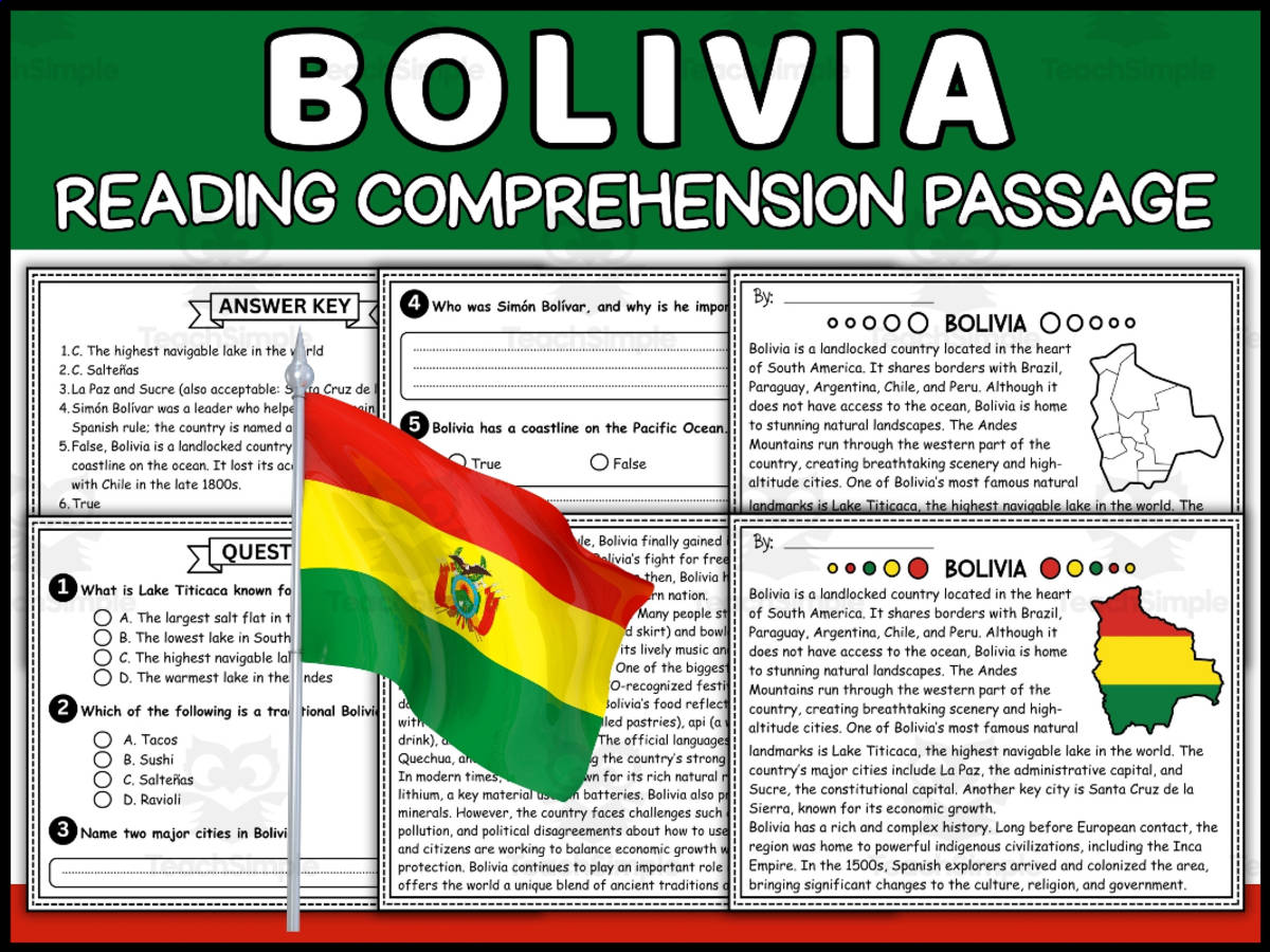 An educational teaching resource from Wonderland School entitled Bolivia Reading Comprehension | Hispanic Heritage Month downloadable at Teach Simple.