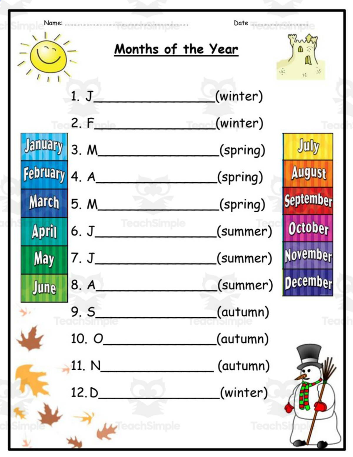 An educational teaching resource from Elementary Resources 4 U entitled Booklet: Months and Seasons - Differentiated downloadable at Teach Simple.