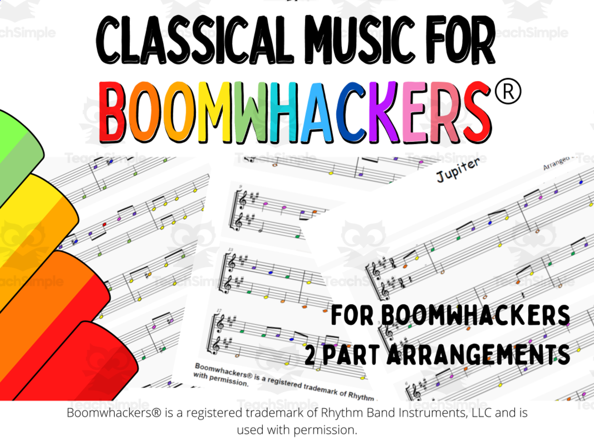 An educational teaching resource from Marybelle Music and More entitled Boomwhackers® Sheet Music Classical Bundle downloadable at Teach Simple.