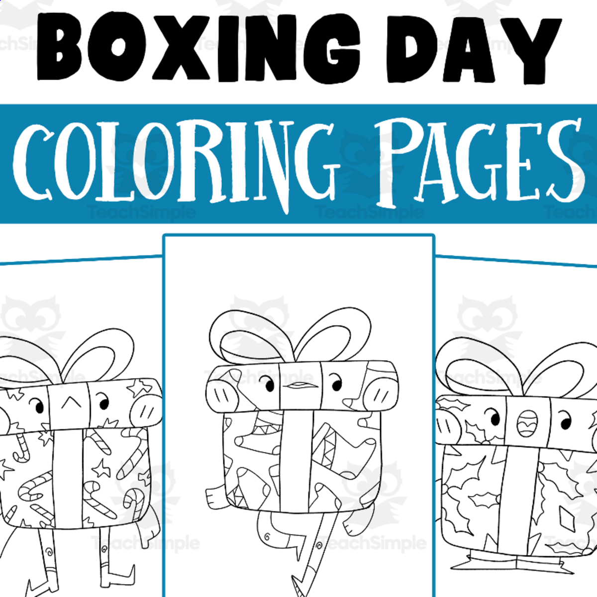 An educational teaching resource from Lapiiin Art Activities entitled Boxing Day Coloring Pages / Merry Christmas coloring Pages downloadable at Teach Simple.