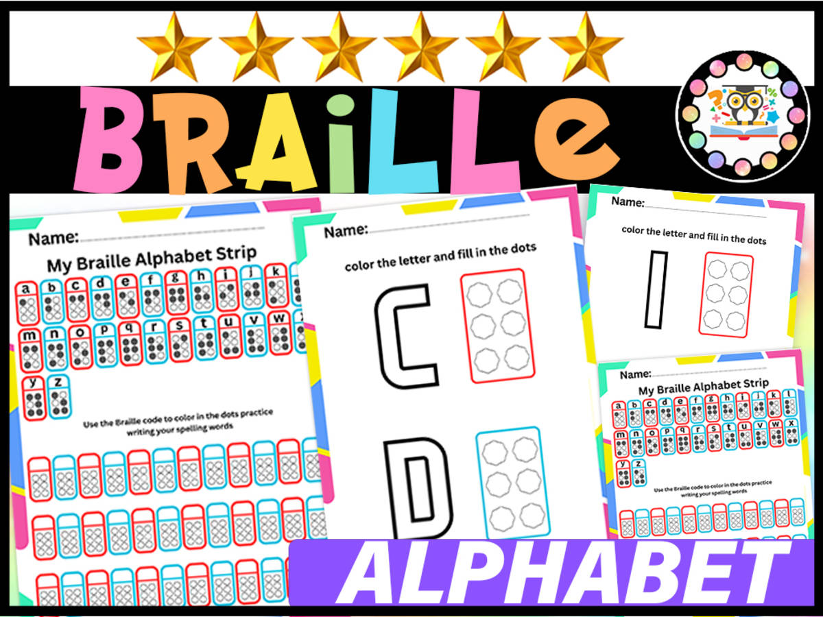 An educational teaching resource from LAMO entitled Braille | Alphabet and Word Work Worksheets | Braille Activity downloadable at Teach Simple.