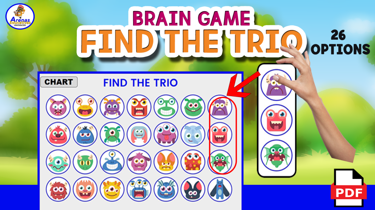 An educational teaching resource from EDITORIAL LAURA EDUCA entitled BRAIN GAME "FIND THE TRIO" - MONSTER THEME downloadable at Teach Simple.