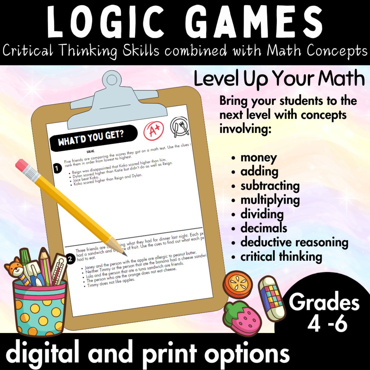 An educational teaching resource from Big Apple Teaching entitled Brain Teasers and Logic Puzzles Math Challenge Activity downloadable at Teach Simple.