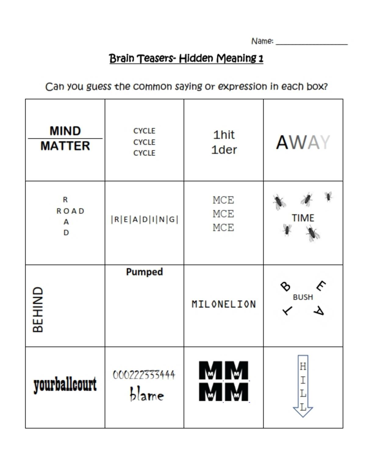 An educational teaching resource from Brave Education entitled Brain Teasers Part 1 – Hidden Meaning Puzzles downloadable at Teach Simple.