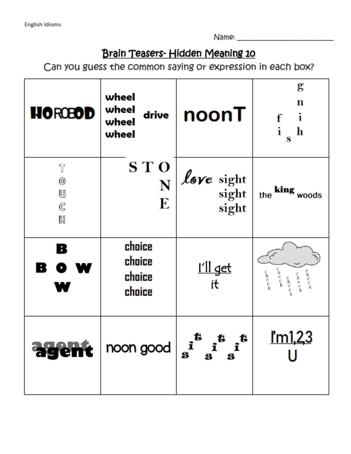 An educational teaching resource from Brave Education entitled Brain Teasers – Hidden Meaning Puzzles (Part 4) downloadable at Teach Simple.