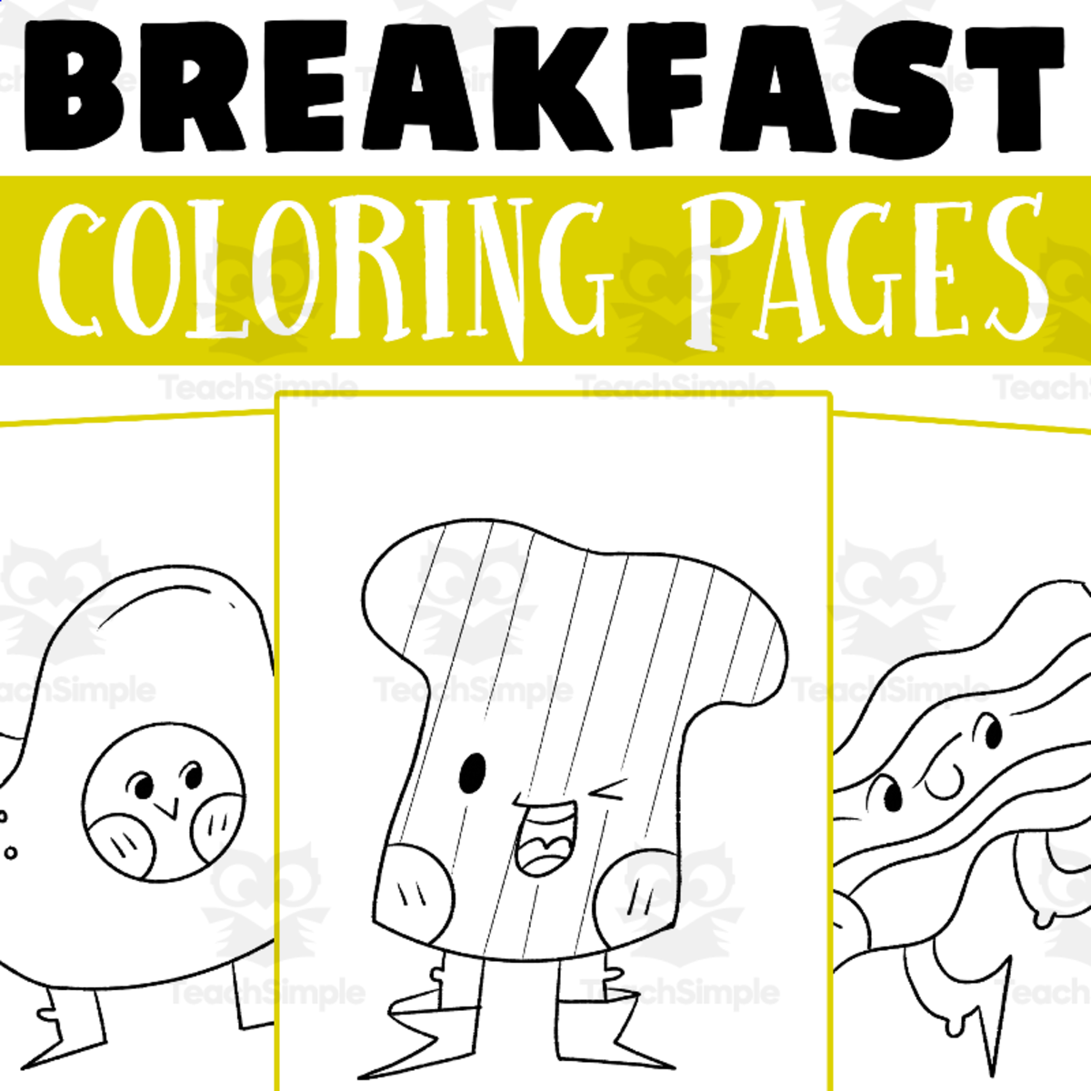 An educational teaching resource from Lapiiin Art Activities entitled Breakfast Coloring Pages Worksheet Activity downloadable at Teach Simple.