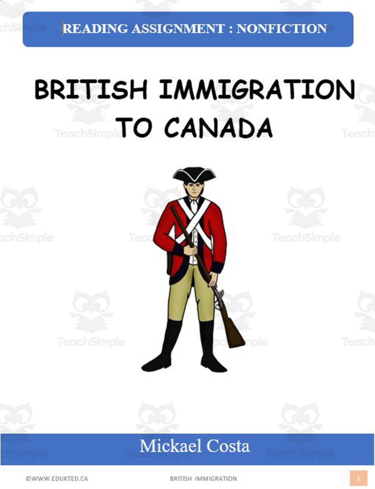 An educational teaching resource from Learn it ANY way entitled British immigration to Canada (#1387) downloadable at Teach Simple.