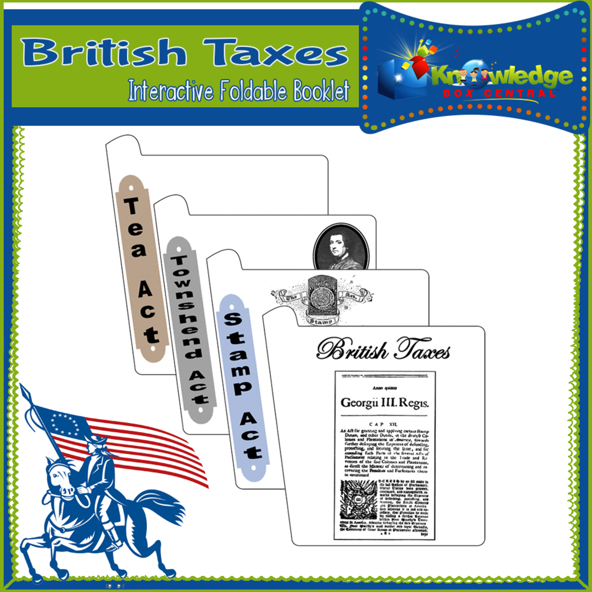 An educational teaching resource from Knowledge Box Central entitled British Taxes Interactive Foldable Booklet - EBOOK downloadable at Teach Simple.