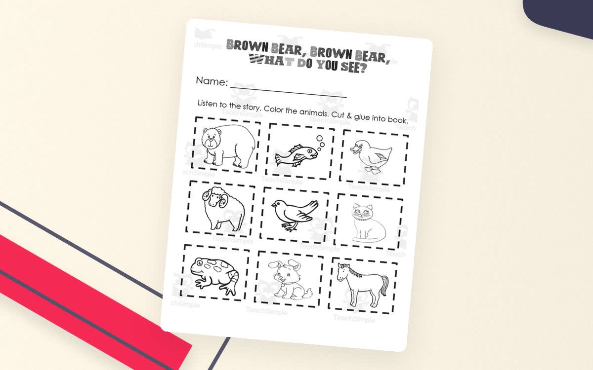 An educational teaching resource from Lauren DeSantis entitled Brown Bear Brown Bear – Story Sequencing Activity downloadable at Teach Simple.