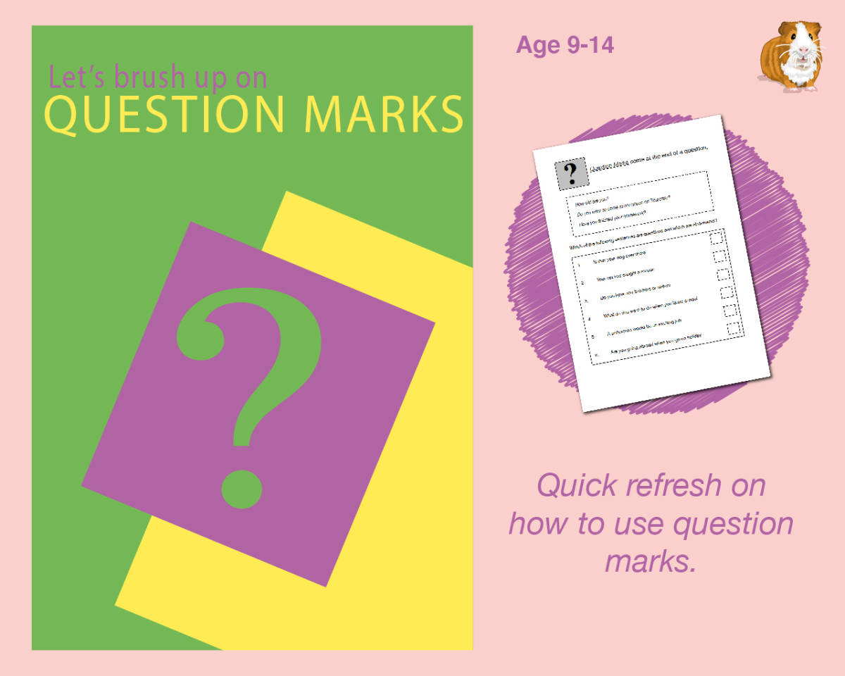 An educational teaching resource from Guinea Pig Education entitled Brush Up On Using Question Marks (9-14 years) downloadable at Teach Simple.