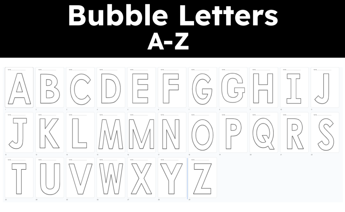An educational teaching resource from CraftEdPrints entitled Bubble Letters A-Z downloadable at Teach Simple.