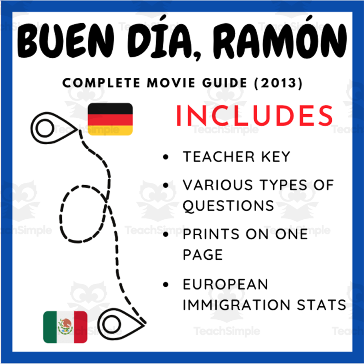 An educational teaching resource from EduPal Learning entitled Buen día, Ramón (2013): Complete Movie Guide downloadable at Teach Simple.