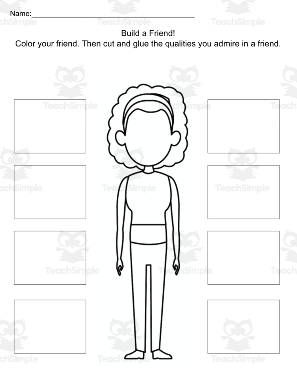 An educational teaching resource from Jennifer Moyer Taylor entitled Build A Friend Activity downloadable at Teach Simple.