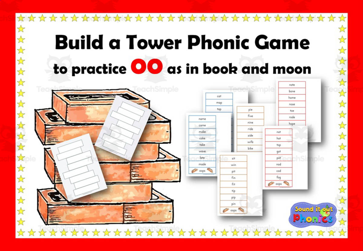 An educational teaching resource from Lilibette's Resources entitled Build a Tower! Phonic Game: OO downloadable at Teach Simple.