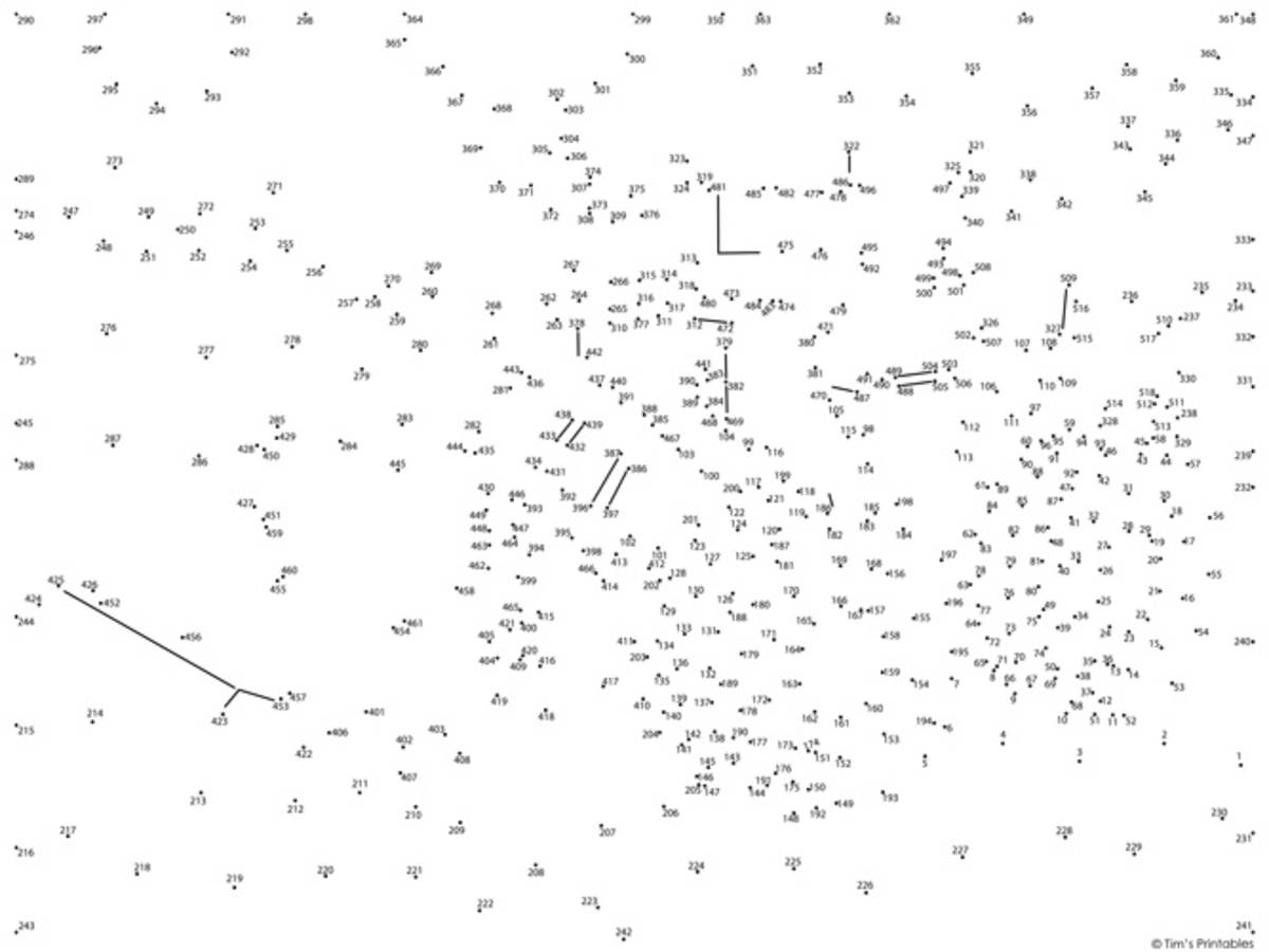 An educational teaching resource from Tim's Printables entitled Bulldozer Extreme Dot-to-Dot – 500+ Dot Puzzle downloadable at Teach Simple.