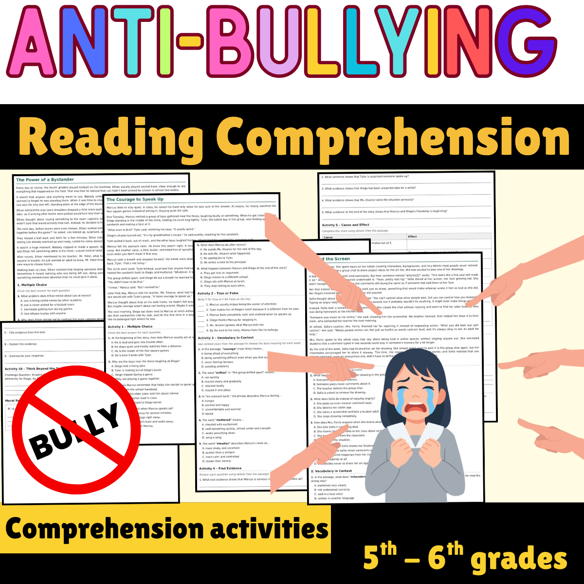 Bullying Reading Comprehension activities | Anti Bullying Worksheets preview