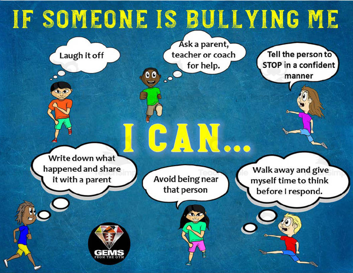 An educational teaching resource from Gems from the Gym entitled Bullying Solution Poster Pack downloadable at Teach Simple.