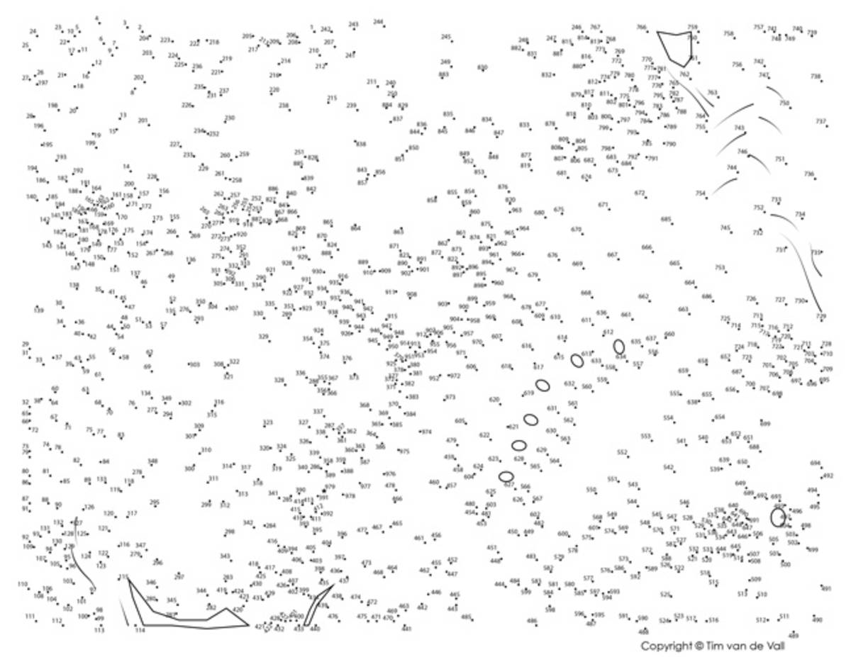 An educational teaching resource from Tim's Printables entitled Butterfly Connect the Dots – 979-Dot Skip Counting Puzzle downloadable at Teach Simple.