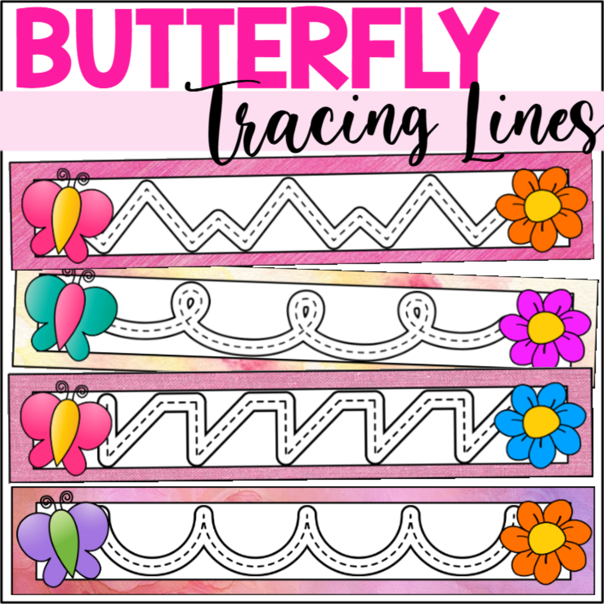 An educational teaching resource from The Connett Connection entitled Butterfly Prewriting Tracing Lines downloadable at Teach Simple.