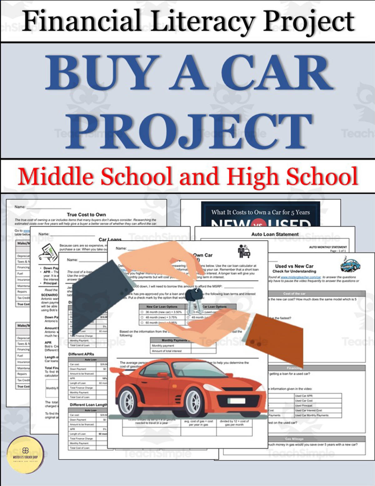An educational teaching resource from Mister G's Teacher Shop entitled Buy A Car Project downloadable at Teach Simple.