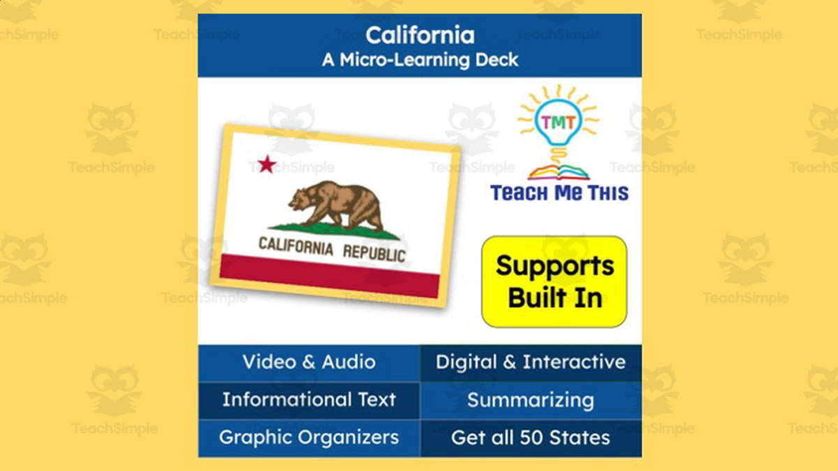 An educational teaching resource from Teach Me This entitled California: A Micro-Learning Deck | Digital Geography Lesson downloadable at Teach Simple.