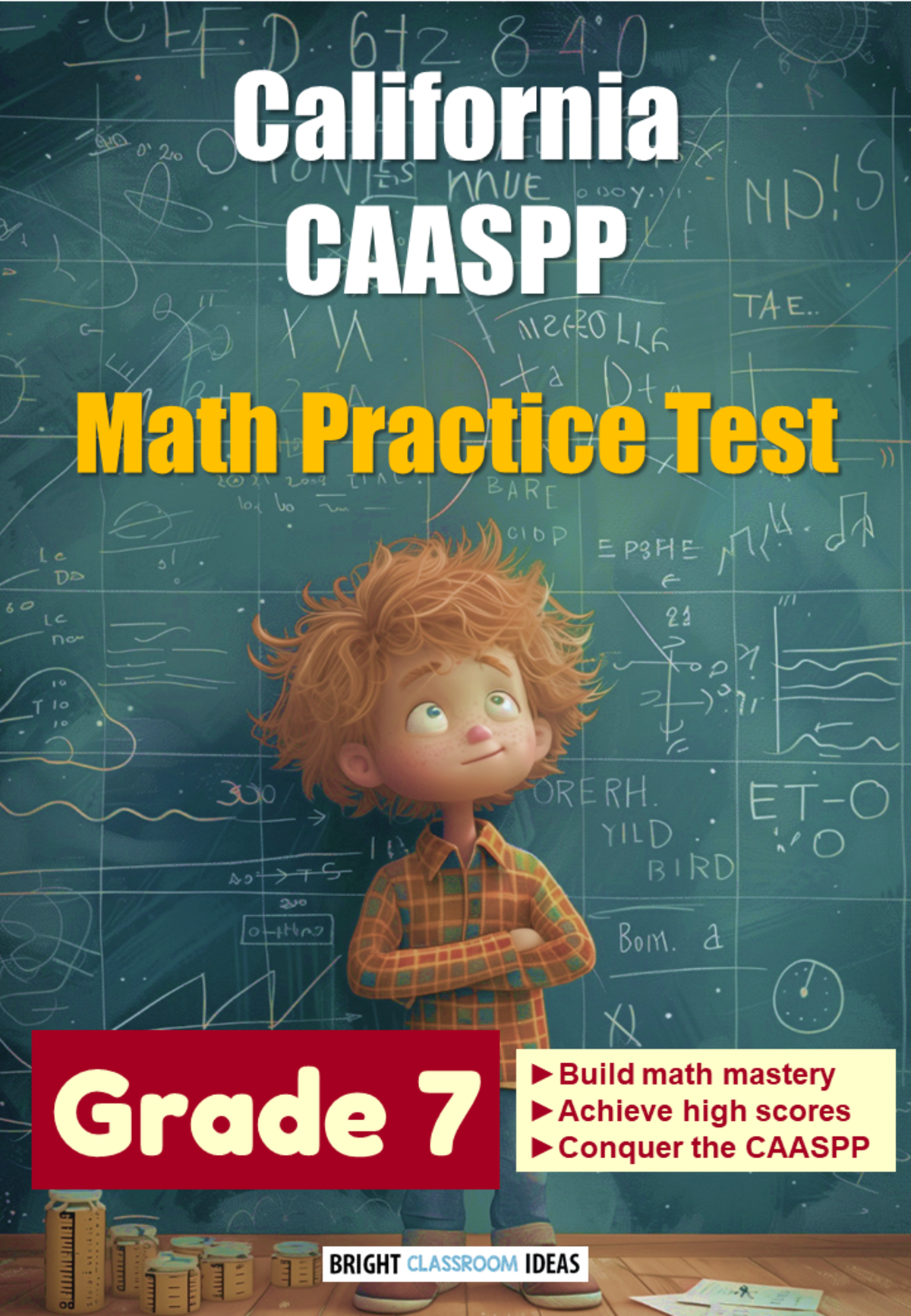An educational teaching resource from Bright Classroom Ideas Marketplace entitled California CAASPP Math Practice Test for Grade 7 downloadable at Teach Simple.