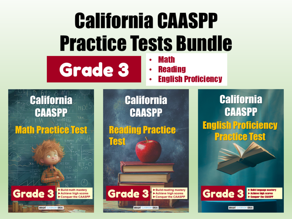 An educational teaching resource from Bright Classroom Ideas Marketplace entitled California CAASPP Practice Tests Bundle for Grade 3 downloadable at Teach Simple.