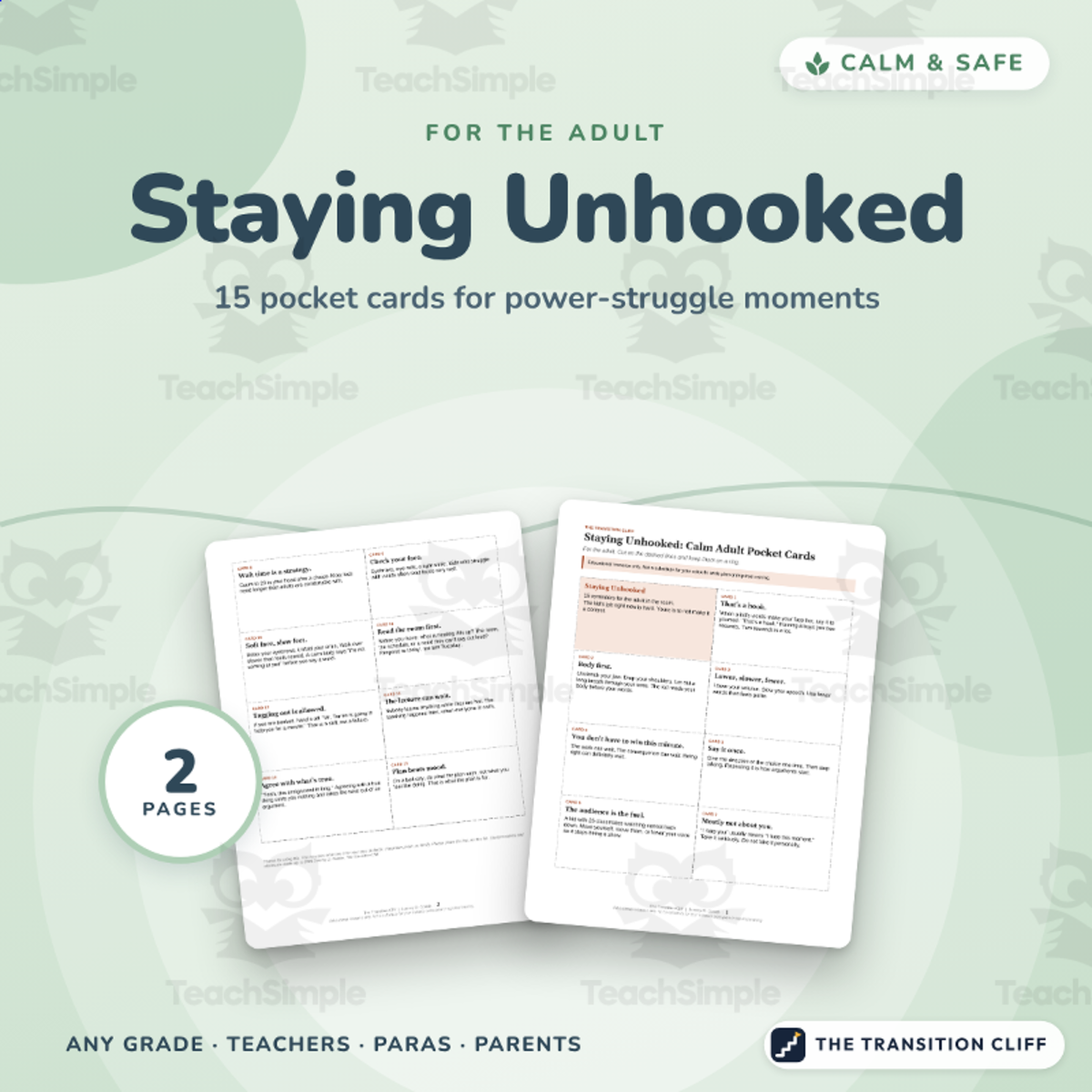 Calm Adult Pocket Cards: Avoid Power Struggles and Stay Steady preview