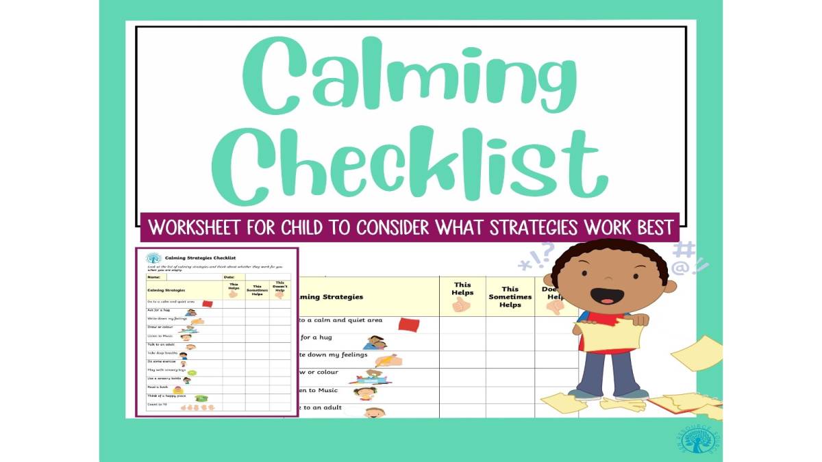 An educational teaching resource from SEN Resource Source entitled Calming Strategies Checklist downloadable at Teach Simple.