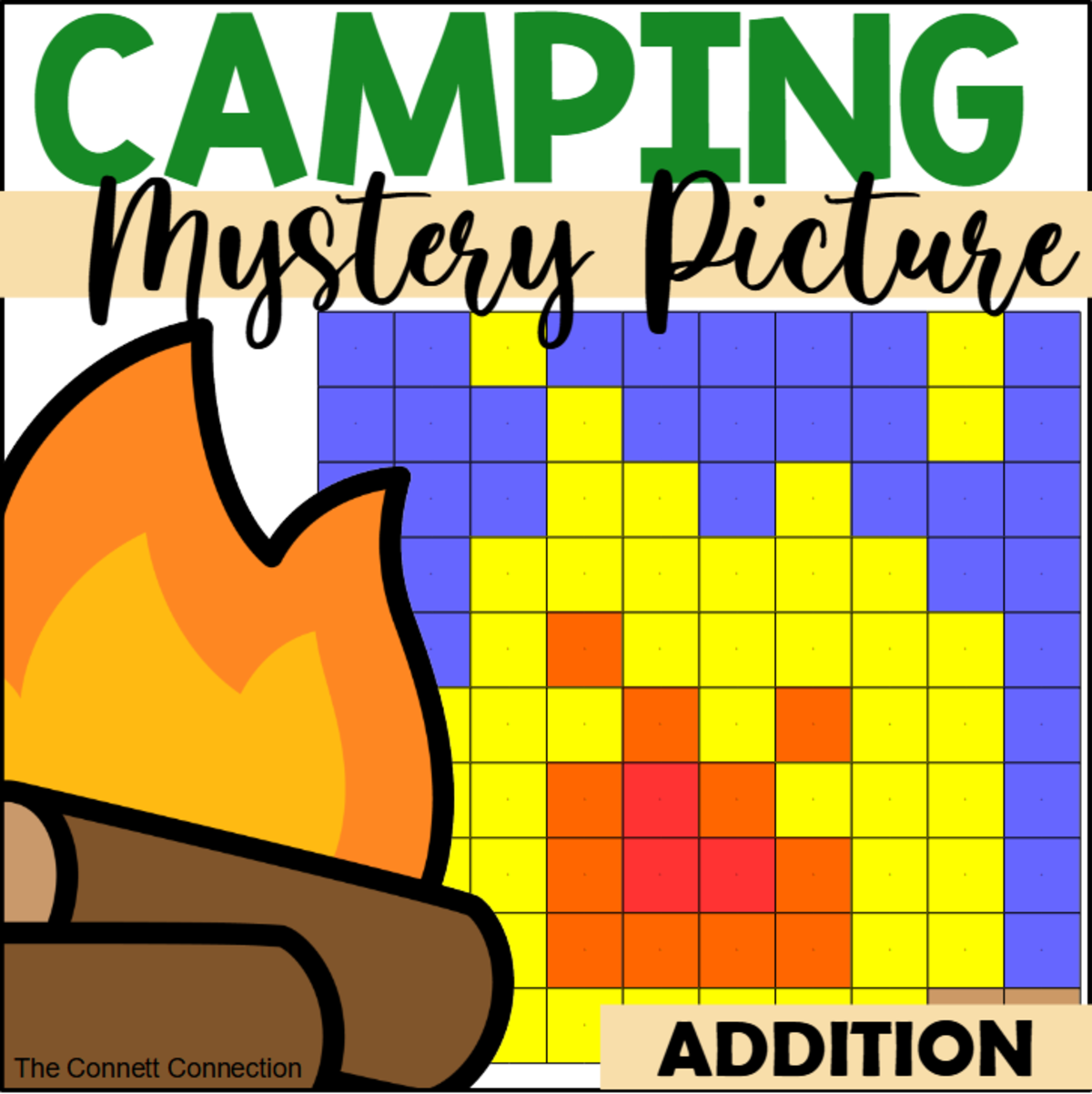 An educational teaching resource from The Connett Connection entitled Camping Addition Mystery Picture downloadable at Teach Simple.