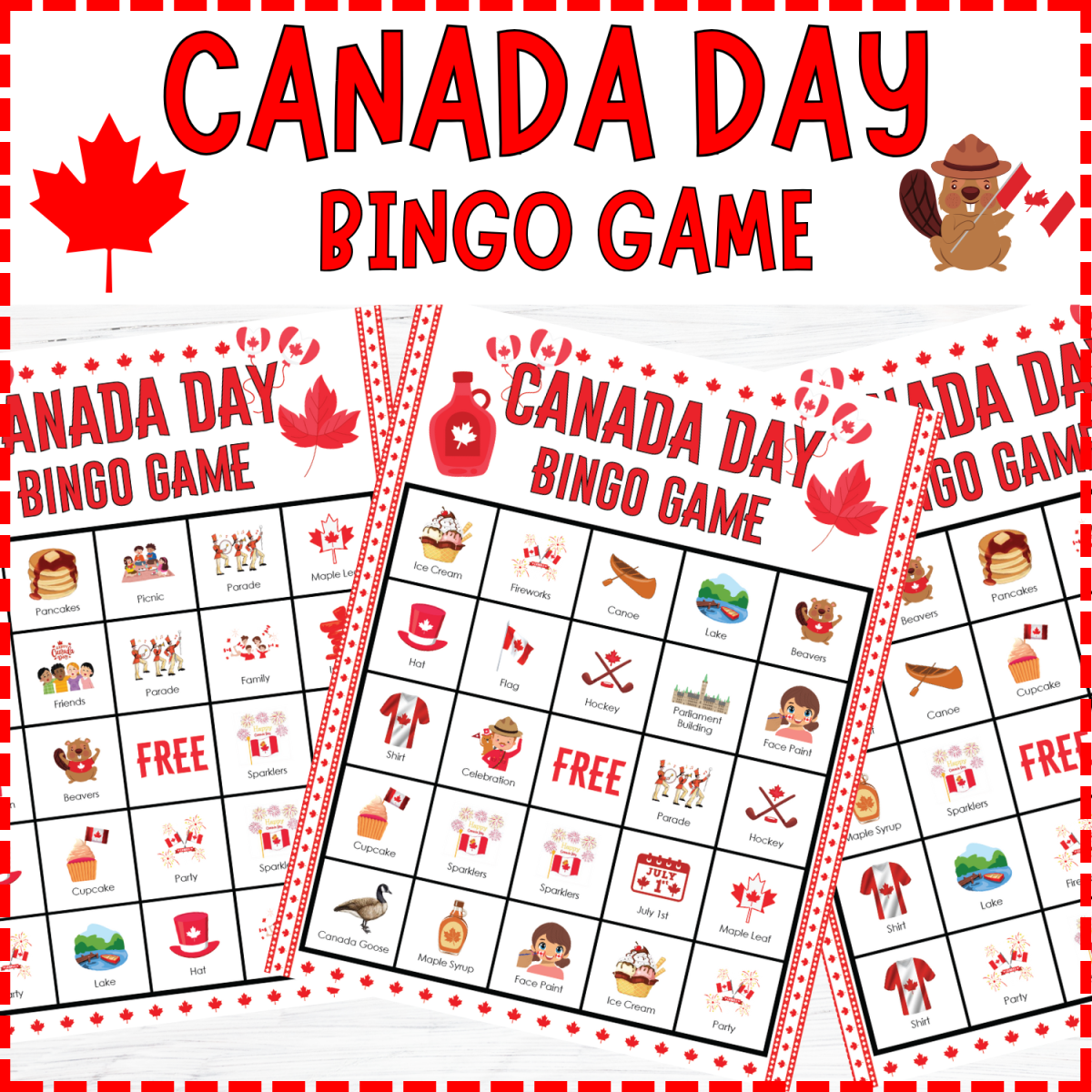 An educational teaching resource from Perfect_Printables entitled Canada Day Bingo Game, 1st July Independence Canada holiday activities downloadable at Teach Simple.
